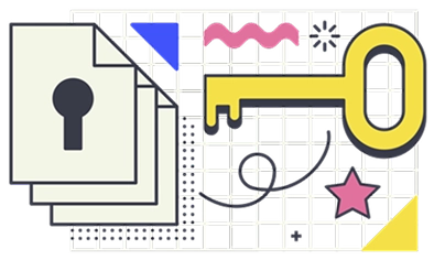 Een digitaal beveiligingsconcept dat vertrouwelijke gegevensbescherming, bestandsencryptie, privacybeheer en veilige informatieopslag benadrukt.